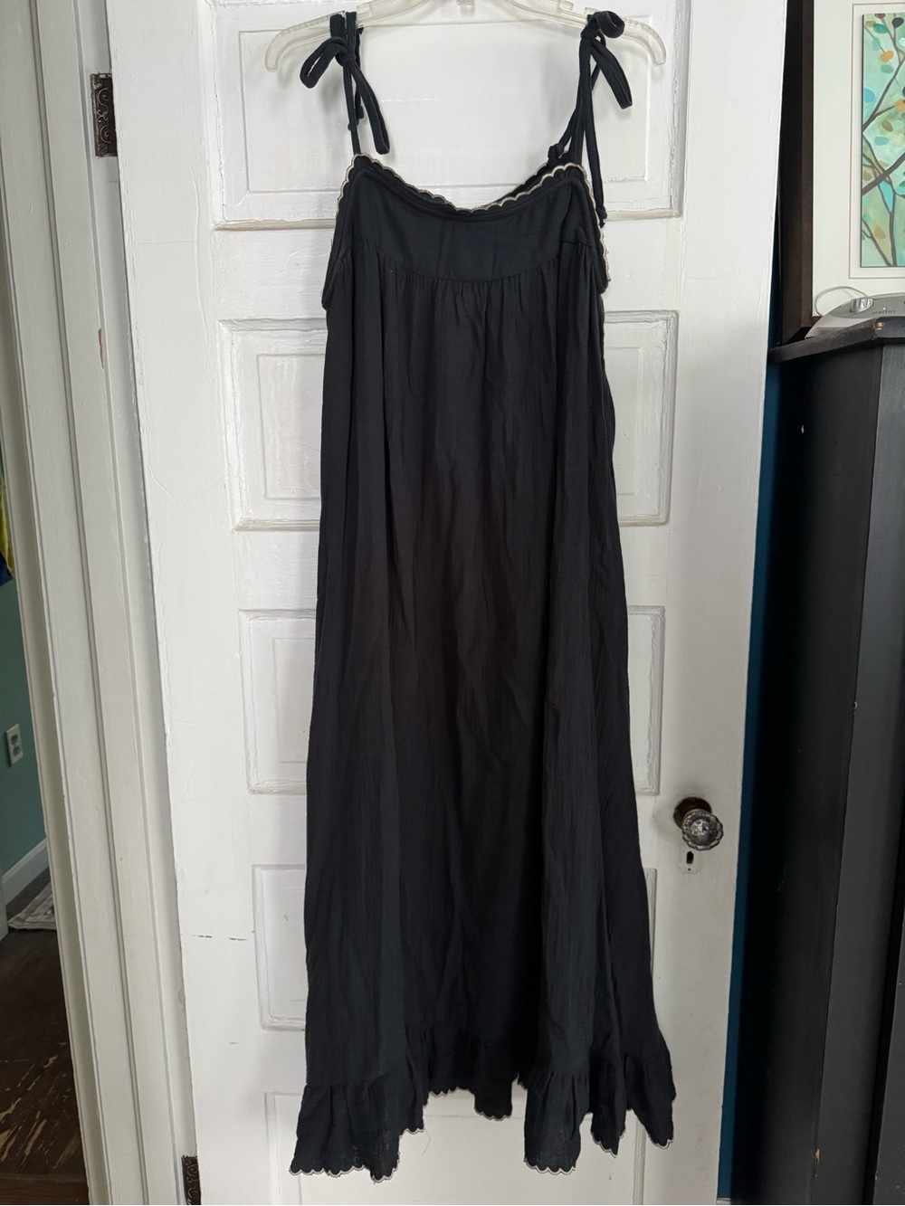 Black Maxi Tie-Shoulder Summer Dress (with pockets!)